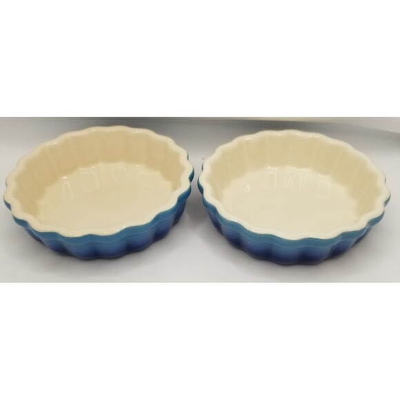 ROCQ Parisian Patisserie 5" Tart Flan Quiche Baking Ramekin Dish blue pair - Picture 4 of 11